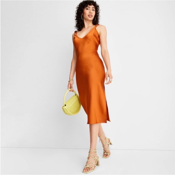 ✨NWT Future Collective Alani Noelle Rust Orange Strappy Slip Midi Dress XXL - Picture 12 of 12